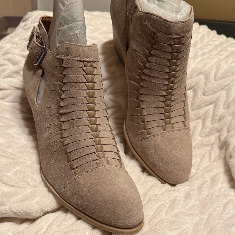 Taupe Suede Cutout Ankle Booties NWOT